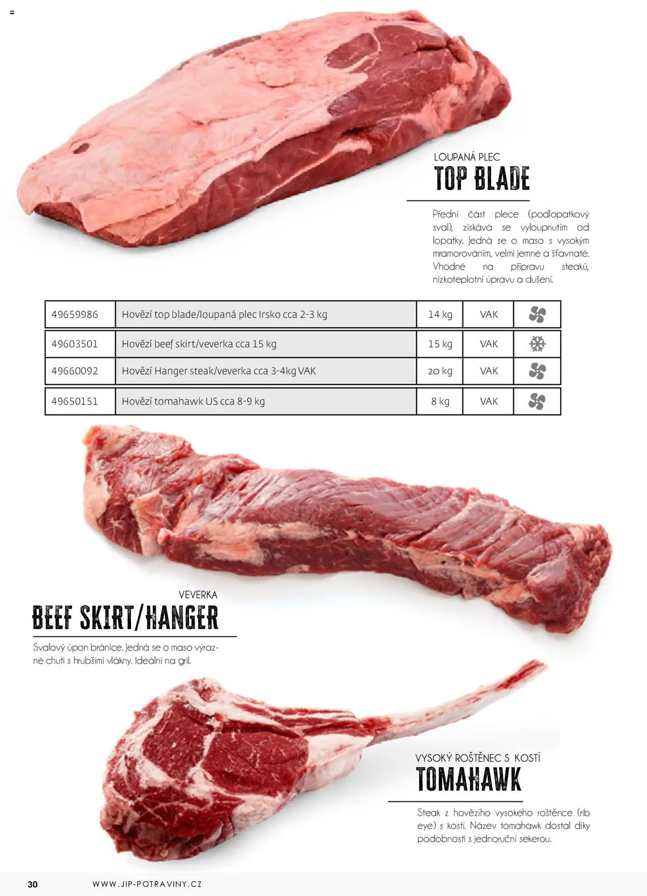 Jip katalalog - Maso 2025 od 01.01.2025 | Strana: 30 | Produkty: Hovězí, Steak, Maso