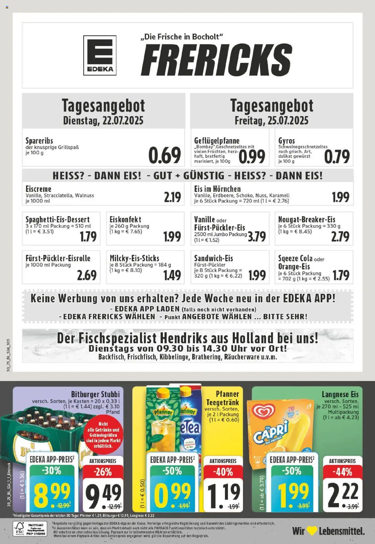 Edeka prospekt Bocholt	 - gültig ab dem 20.07.2025 | Seite: 24 | Produkte: Bitburger, Langnese, Cola, Eis