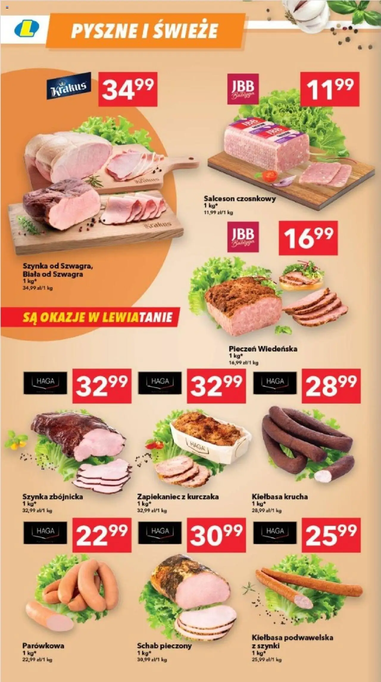 Lewiatan gazetka - Legnica od 23.10.2025 | Strona: 2 | Produkty: Kiełbasa, Schab, Szynka, Schab pieczony