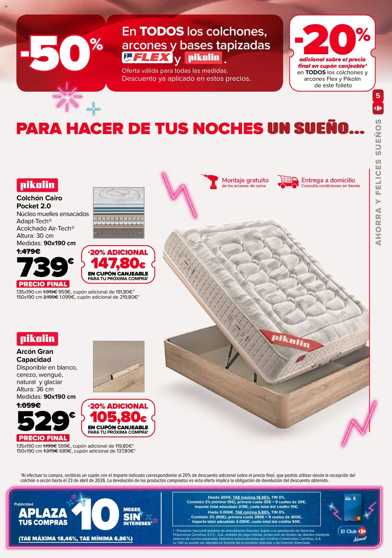 Carrefour Colchones │ válido desde el 25.02.2026 | Página: 5 | Productos: Colchon, Cama