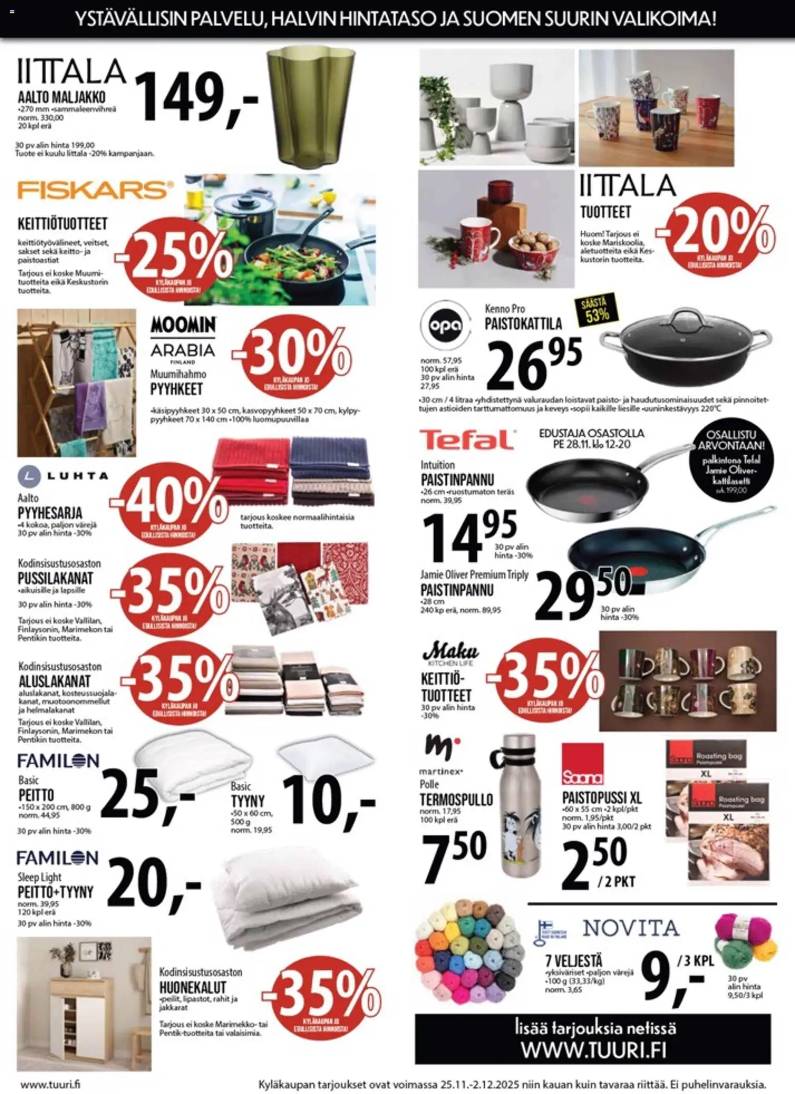 Tuuri - Black Friday – voimassa 25.11.2025 alkaen | Sivu: 3 | Tuotteet: Pyyhkeet, Sakset, Tyyny, Kylpy
