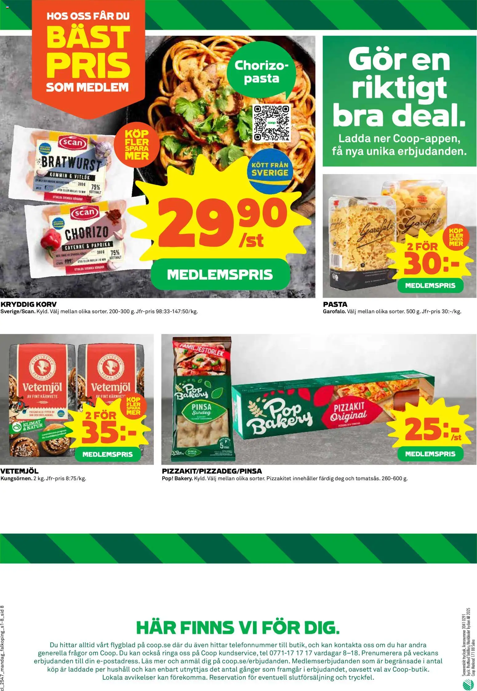 Coop reklamblad aktuell från 17.11.2025 | Sida: 8 | Produkter: Vitlök, Pizzakit, Chorizo, Pasta