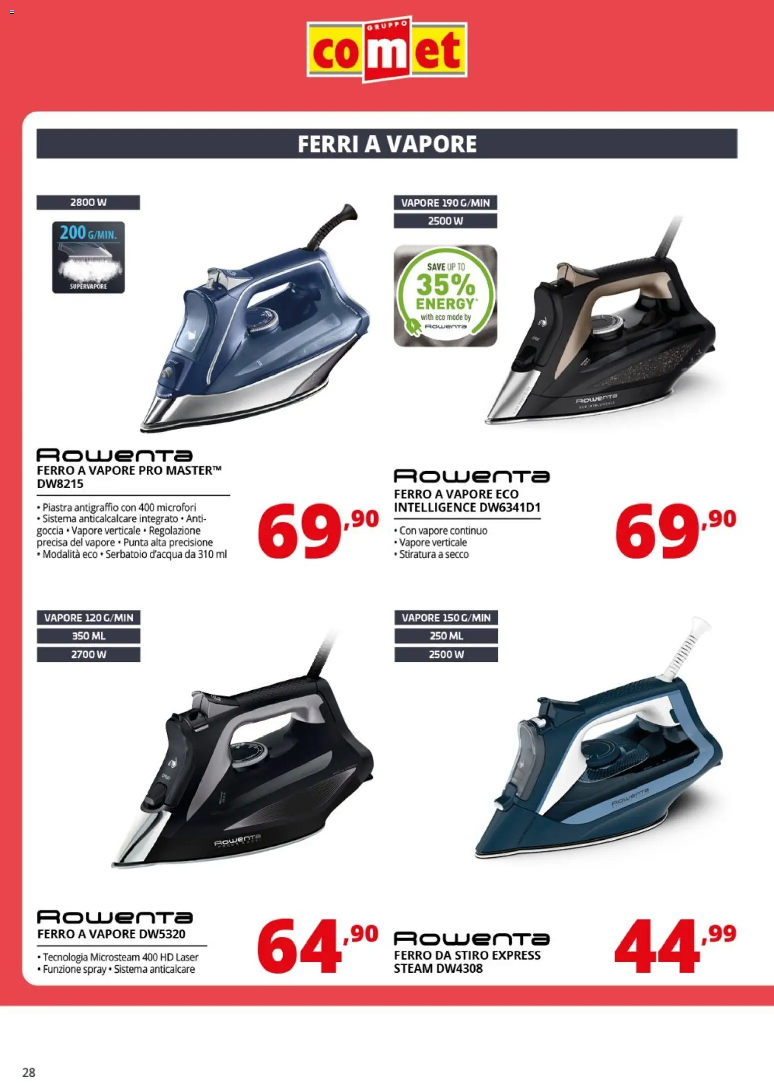 Volantino Comet del 13.04.2026 | Pagina: 28 | Prodotti: Anticalcare, Ferro da stiro