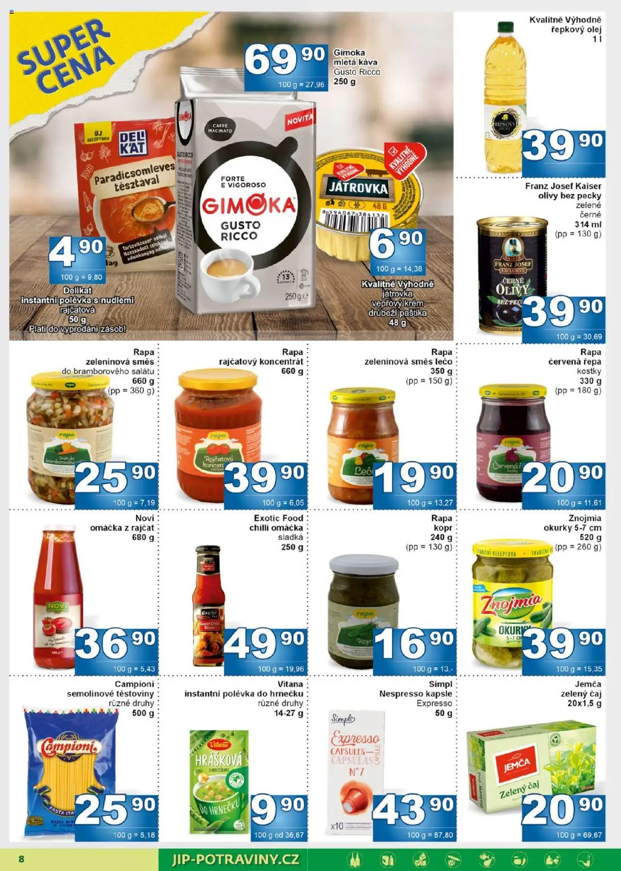 Jip leták od 22.10.2025 | Strana: 8 | Produkty: Krém, Řepkový olej, Mletá káva, Nespresso kapsle