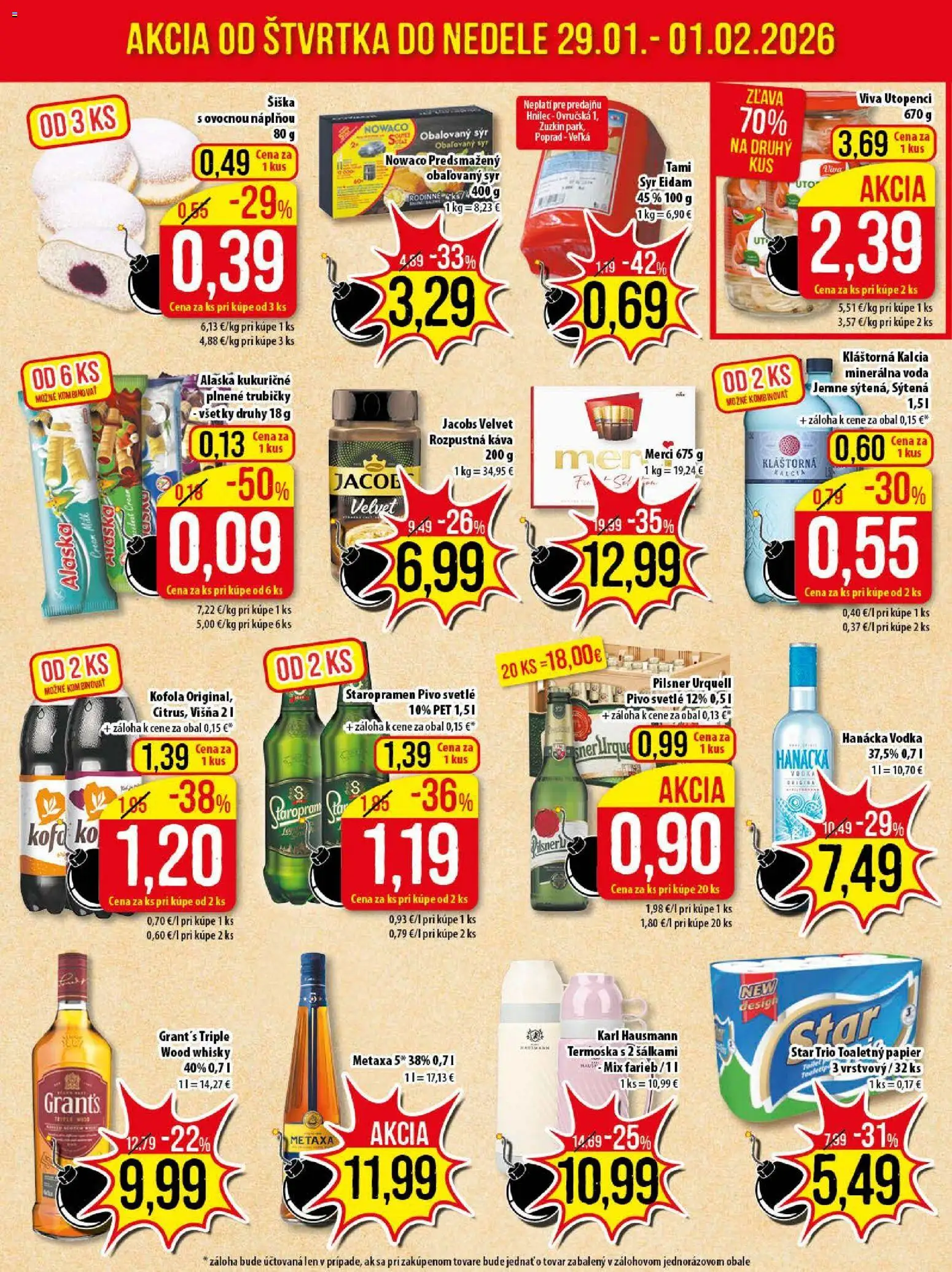 Nové Klas akcie – leták je platný od 26.01.2026 | Strana: 24 | Produkty: Pilsner Urquell, Káva, Staropramen, Whisky