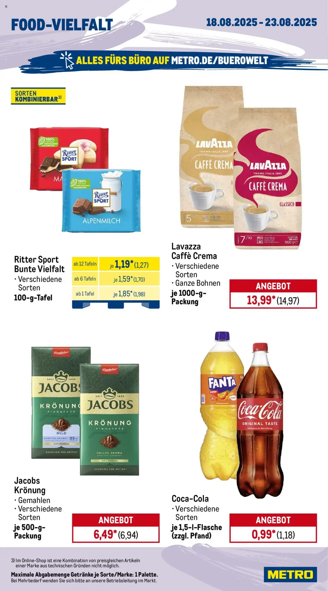Metro Prospekt 	 - gültig ab dem 18.08.2025 | Seite: 12 | Produkte: Lavazza, Fanta, Ritter sport