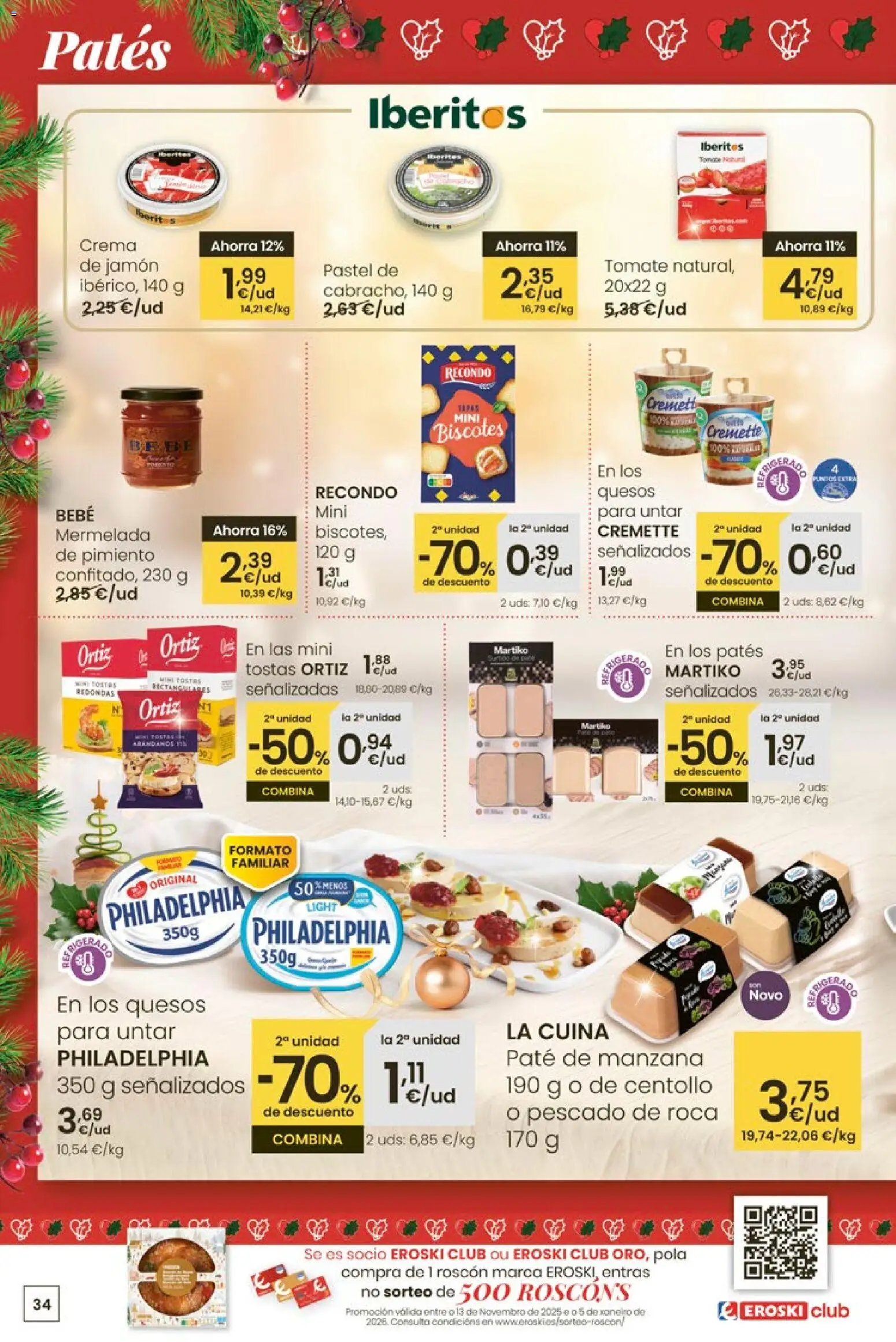 Eroski - Center │ válido desde el 18.12.2025 | Página: 34 | Productos: Paté, Κάδος απορρυμάτων, Manzana, Crema