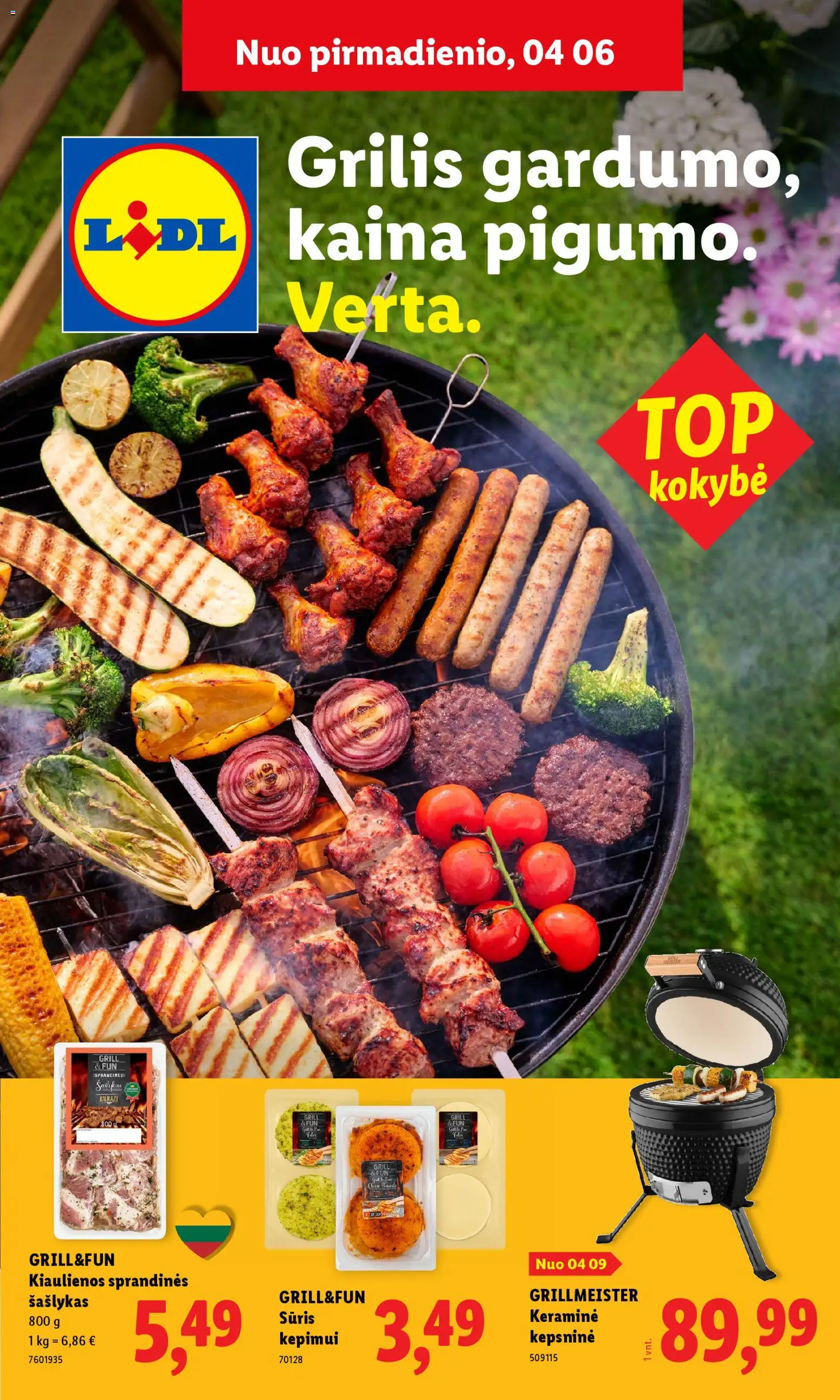 LIDL akcijos nuo 06.04.2026 | Puslapis: 1 | Prekių: Kiaulienos, Sūris, Grilis
