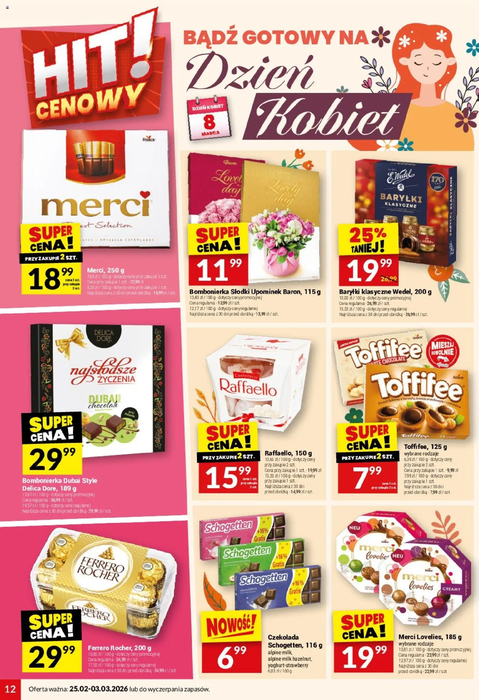 Twój Market Gazetka od 25.02.2026 | Strona: 12 | Produkty: Bombonierka, Merci, Toffifee, Czekolada