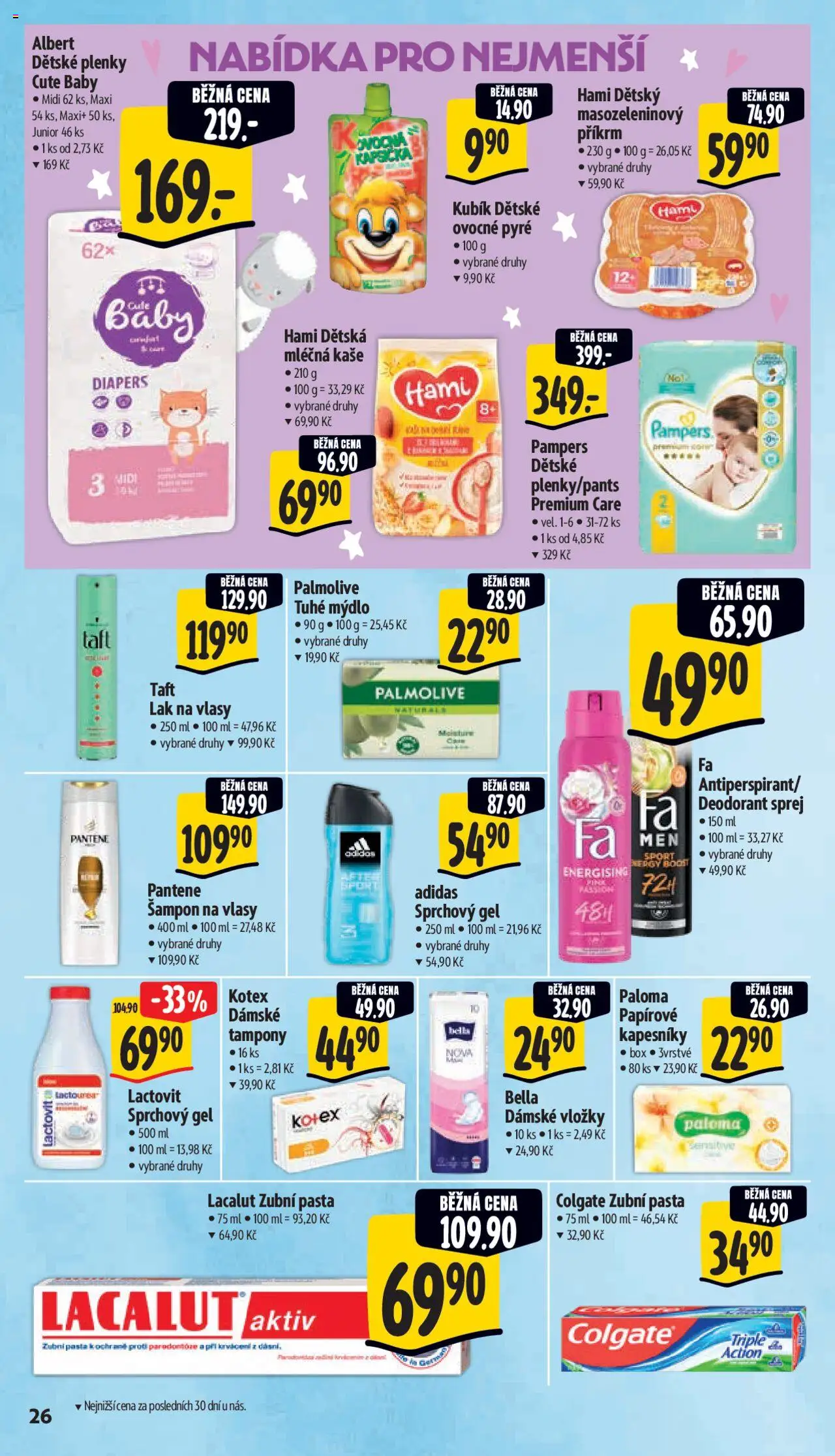 Albert leták - Supermarket od 08.10.2025 | Strana: 33 | Produkty: Sprchový gel, Mléčná kaše, Pampers, Šampon