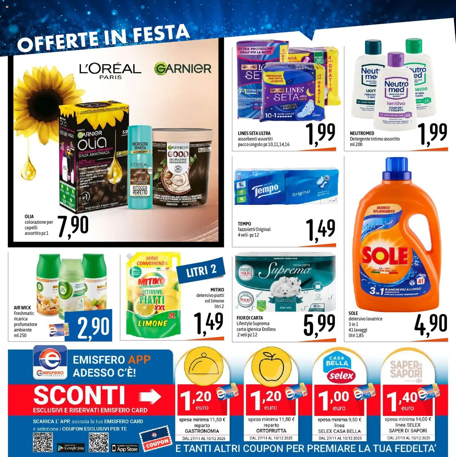 Volantino Emisfero del 27.11.2025 | Pagina: 27 | Prodotti: Detergente intimo, Tè, Intimo, Lavatrice
