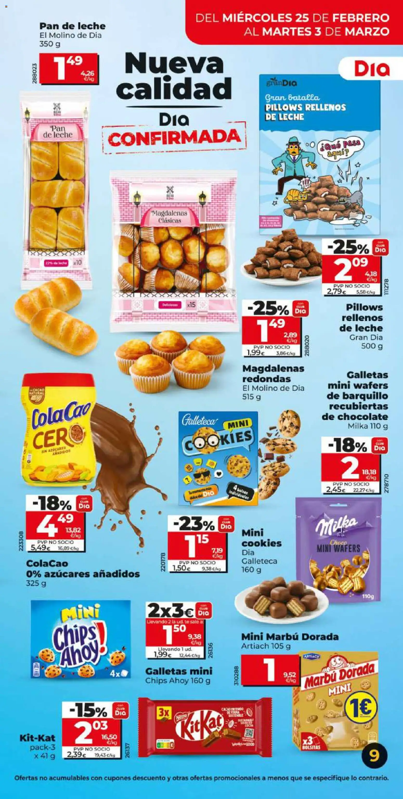 Dia - folleto Market │ válido desde el 25.02.2026 | Página: 9 | Productos: Leche, Pan, Chocolate, Galletas