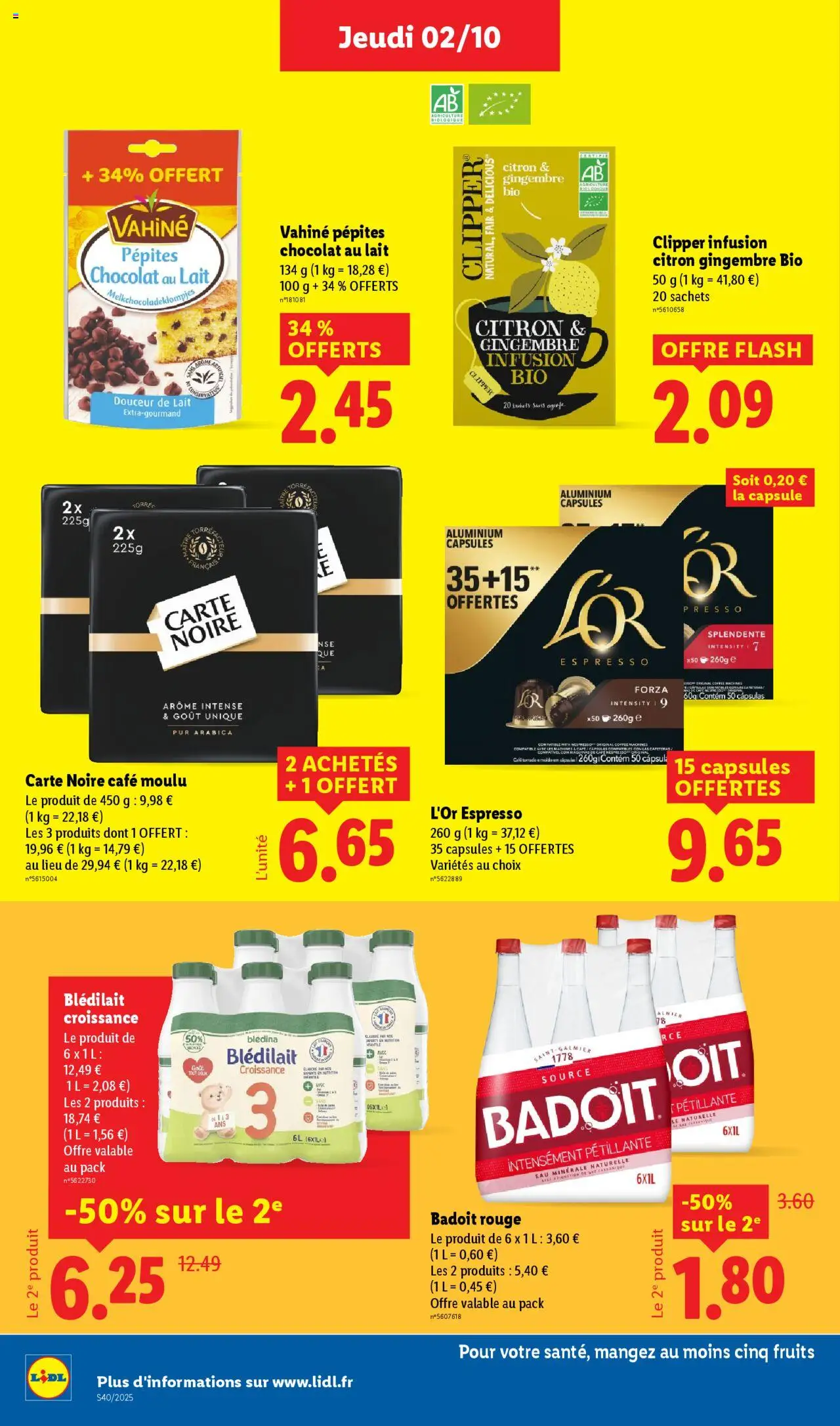  | Page: 20 | Produits: Cafe moulu carte noire, Eau minérale naturelle, Gingembre, Chips