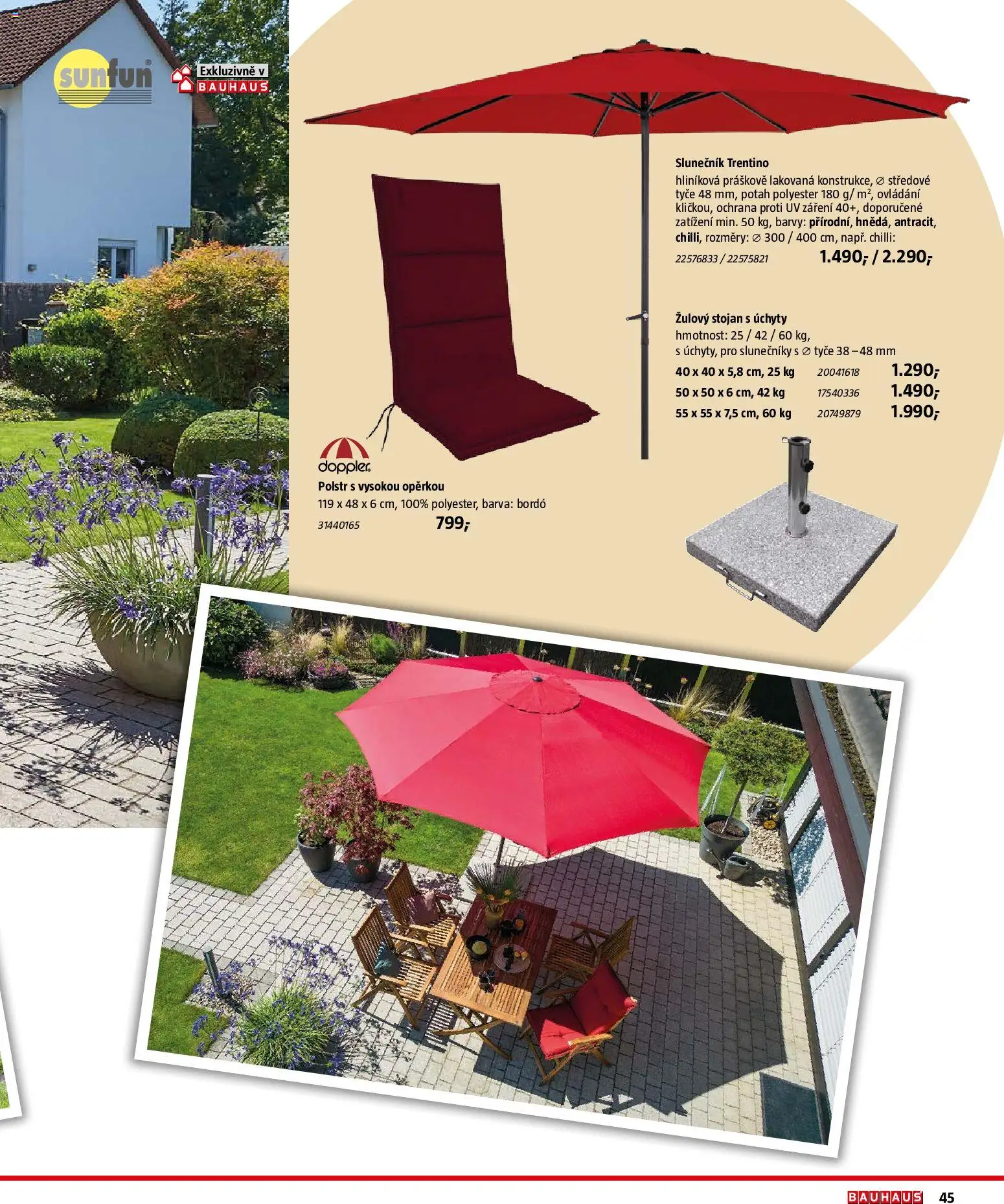 Bauhaus katalog Záhradní nábytek od 08.04.2026 | Strana: 45 | Produkty: Barvy, Slunečník