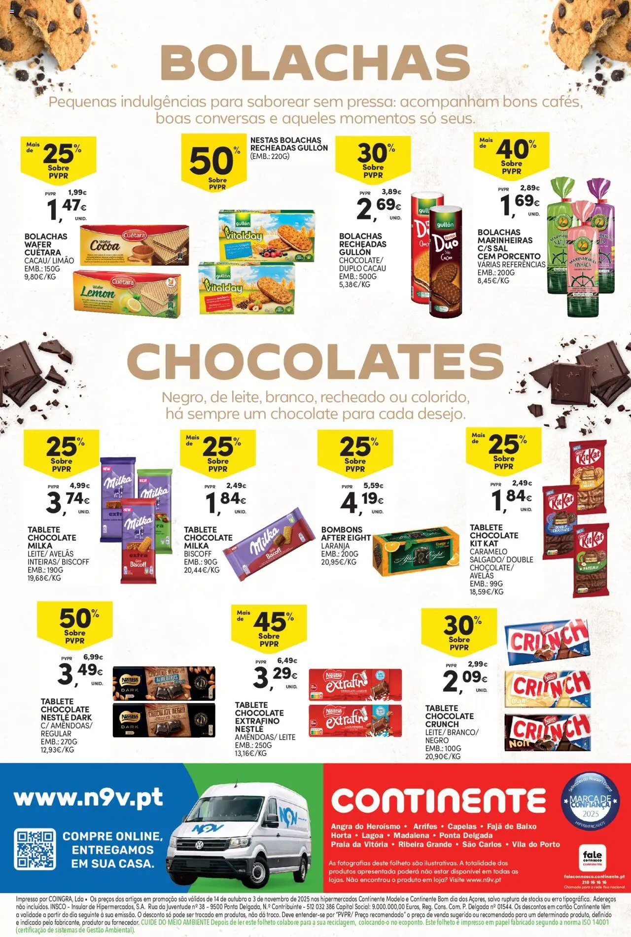 Continente - Açores: Bebidas Quentes │ válido de 14.10.2025 | Página: 8 | Produtos: Bolachas, Leite, Nestlé, Chocolate