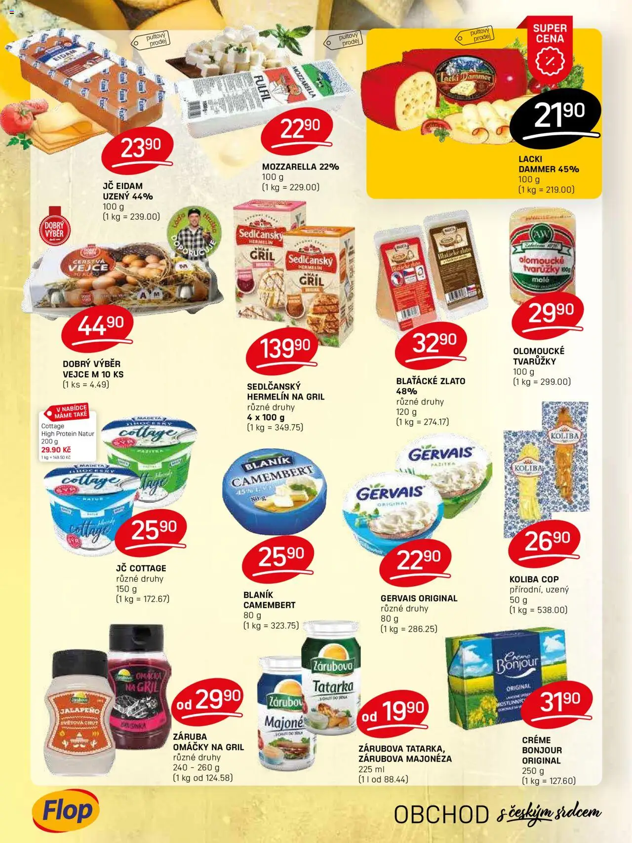 Flop leták od 10.09.2025 | Strana: 4 | Produkty: Olomoucké tvarůžky, Eidam, Hermelín na gril, Majonéza