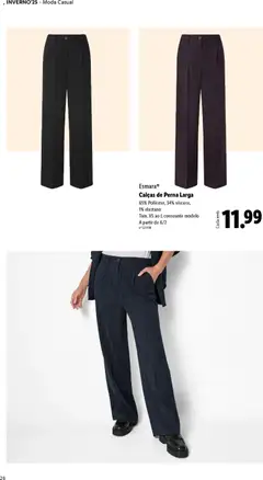 Pré-visualização Calças de Perna Larga, 65% Poliéster, 34% viscose, 1% elastano Tam. XS ao L consoante modelo A partir de 6/2 válido de 01.12.2025 | Página: 26 | Produtos: Calças