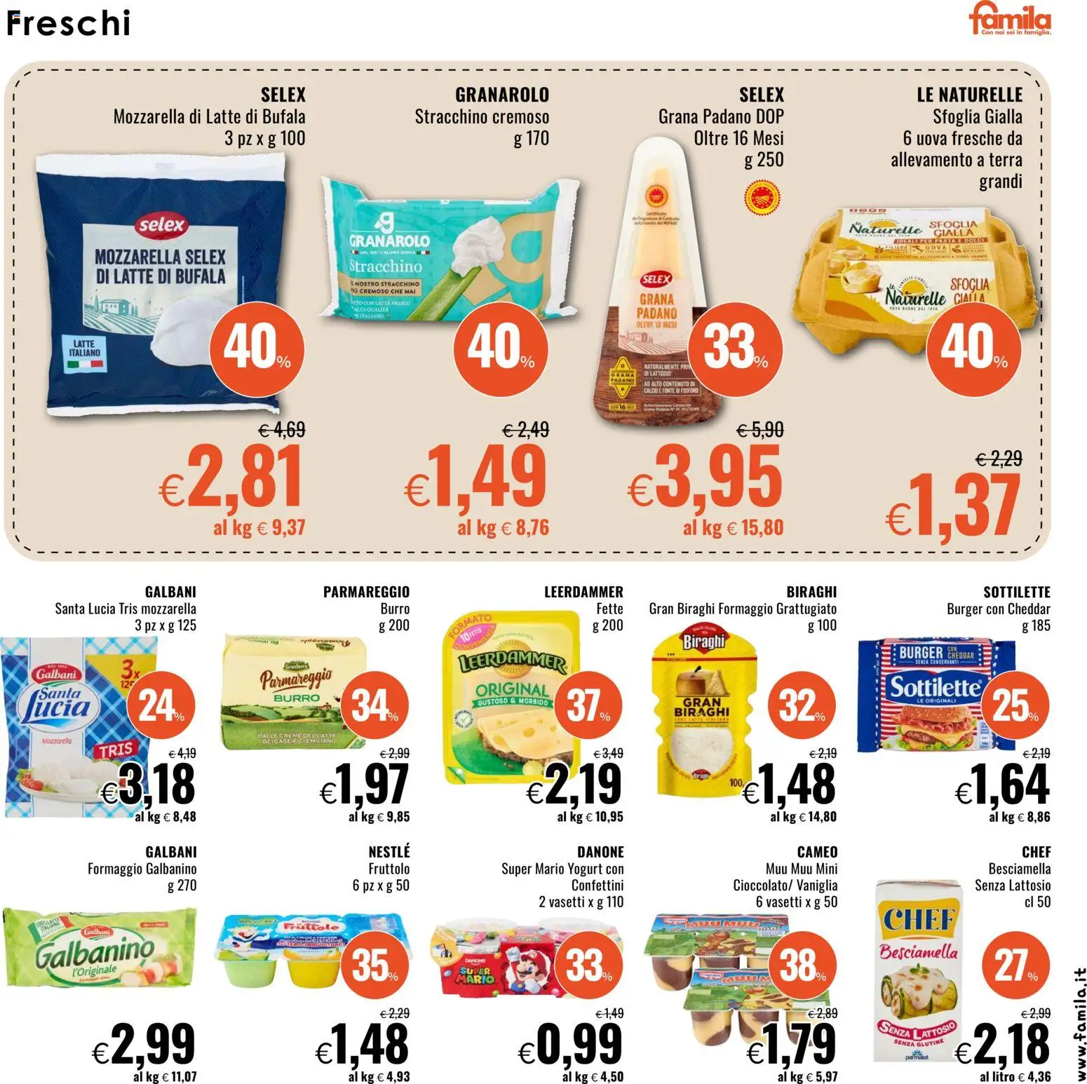 Volantino Famila del 13.11.2025 | Pagina: 9 | Prodotti: Mozzarella, Burro, Stracchino, Terra