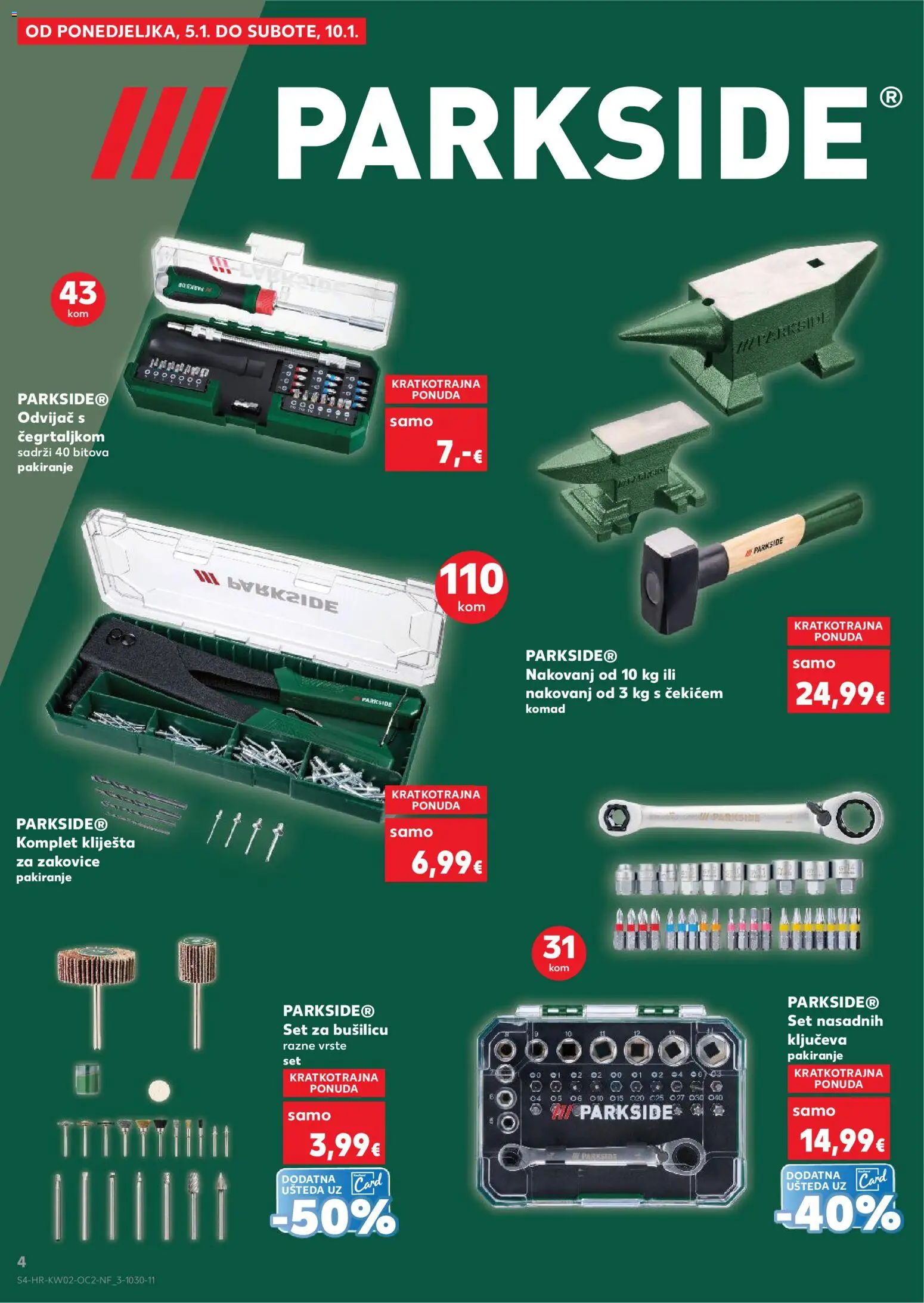 Kaufland katalog | vrijedi od 07.01.2026 | Stranica: 4 | Proizvodi: Kliješta, Odvijač, Parkside