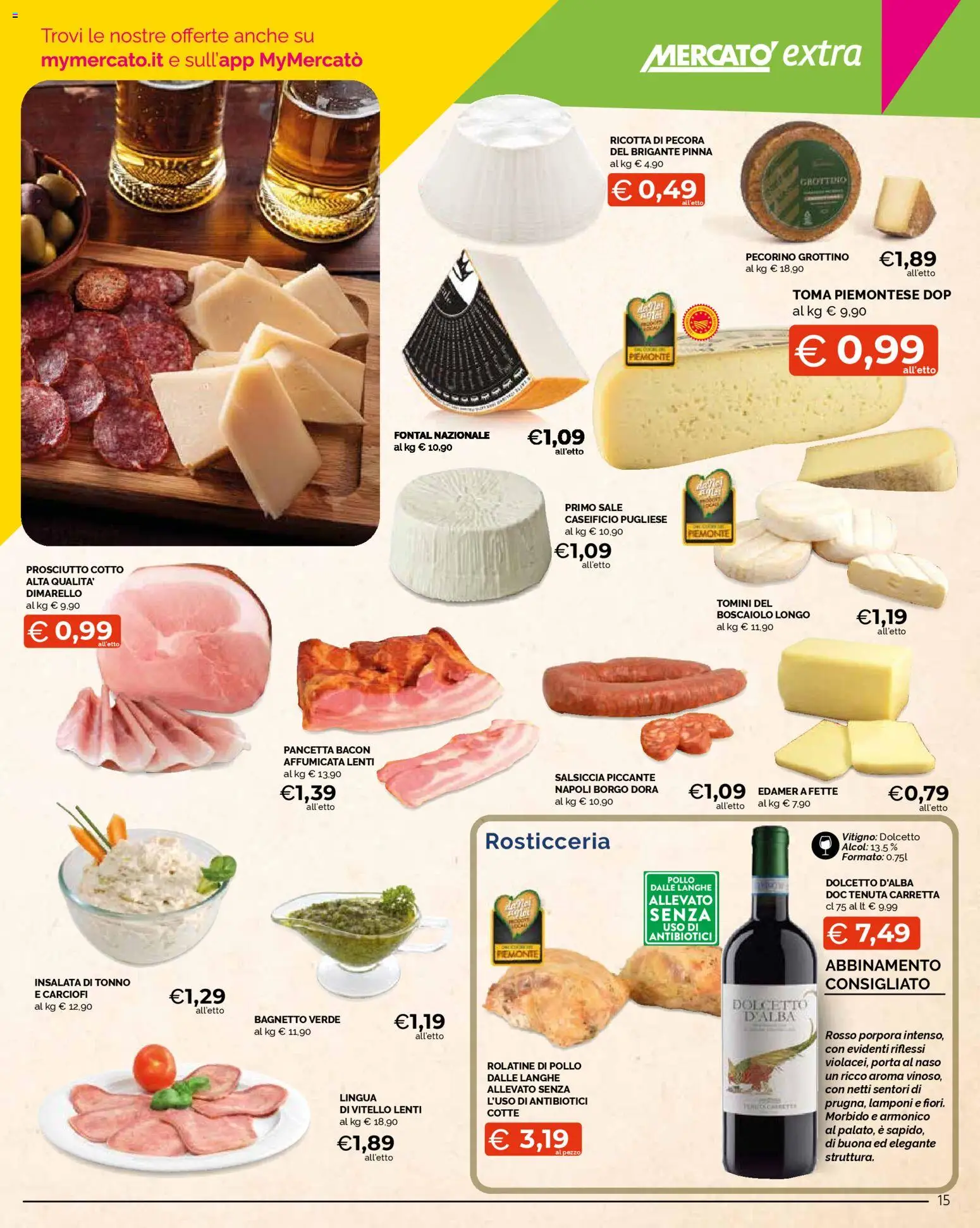 Volantino Mercatò del 23.03.2026 | Pagina: 15 | Prodotti: Salsiccia, Tonno, Bagnetto, Ricotta