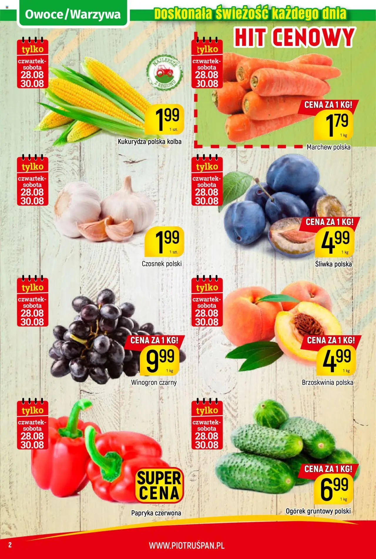 Piotruś Pan Gazetka od 28.08.2025 | Strona: 2 | Produkty: Czosnek, Brzoskwinia, Kukurydza, Papryka