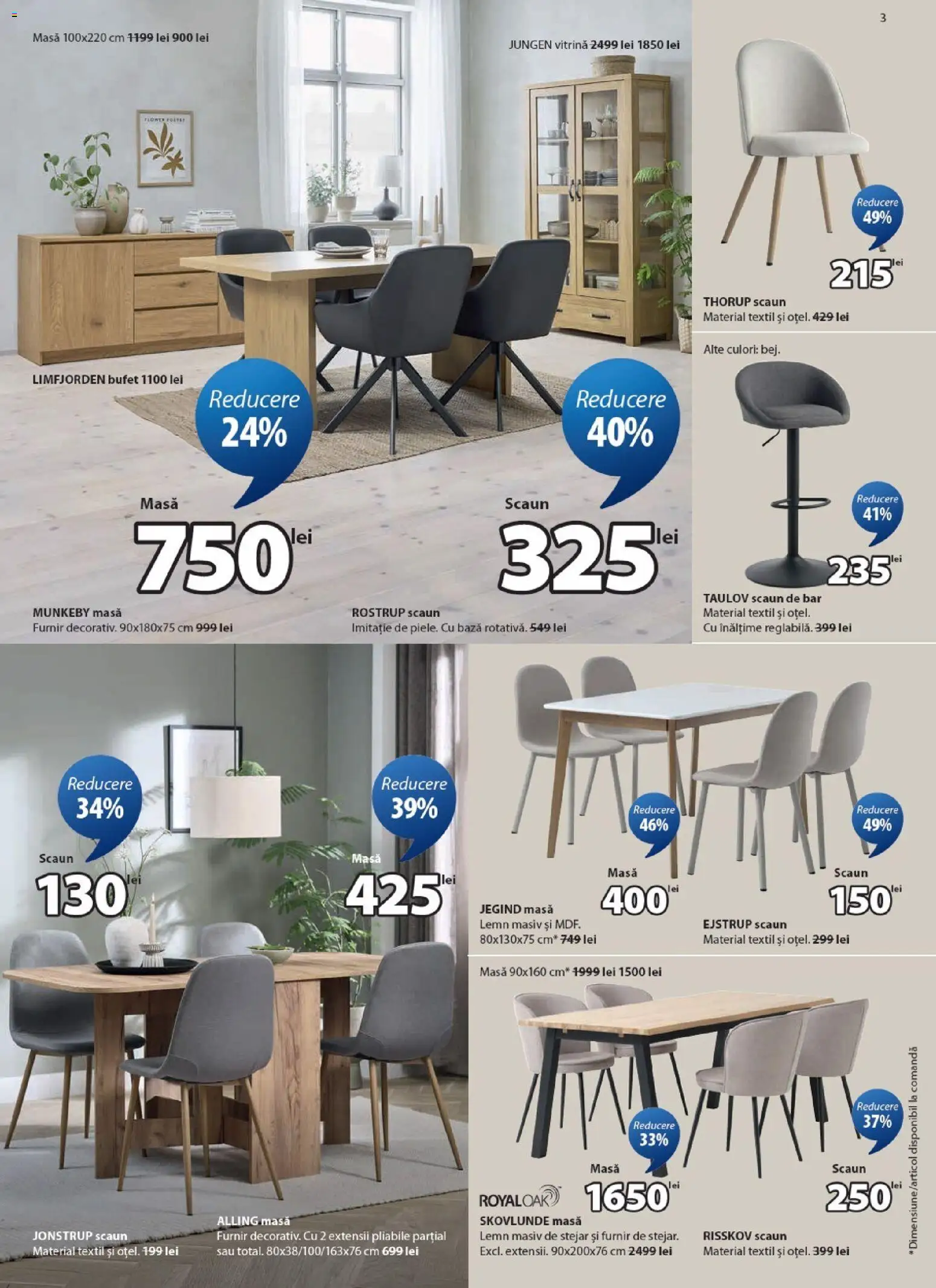 Noul catalog JYSK – valabil de la 23.02.2026 | Pagină: 3 | Produse: Scaun, Bufet, Scaun de bar, Vitrină