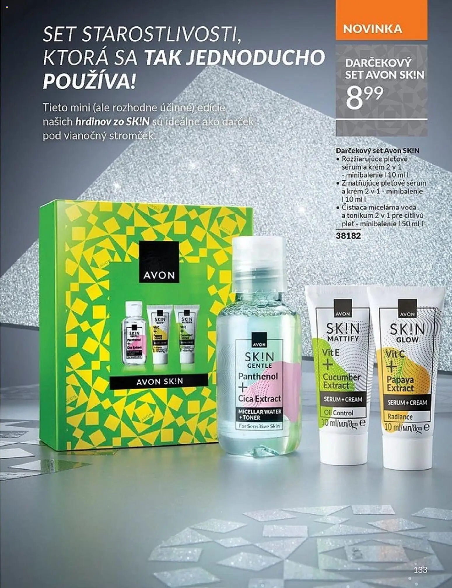 Nové Avon akcie – leták je platný od 01.11.2025 | Strana: 133 | Produkty: Vianočný stromček, Krém, Voda, Toner
