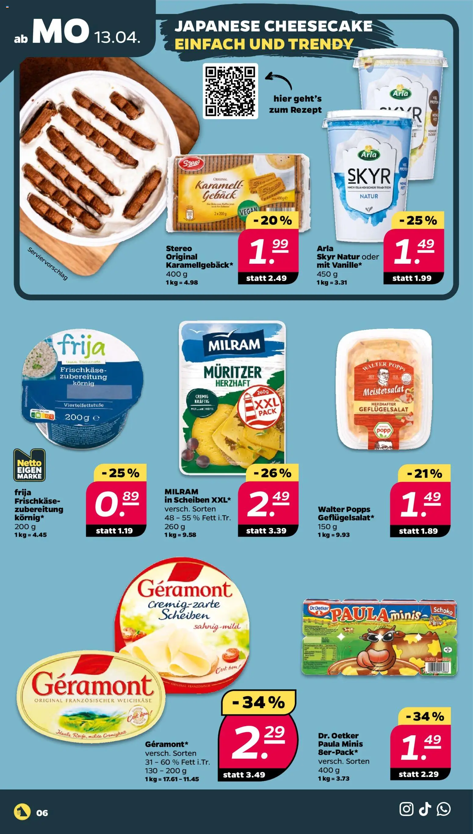 Netto Prospekt 	 – gültig ab 13.04.2026 | Seite: 6 | Produkte: Geramont, Skyr, Milram, Frischkase
