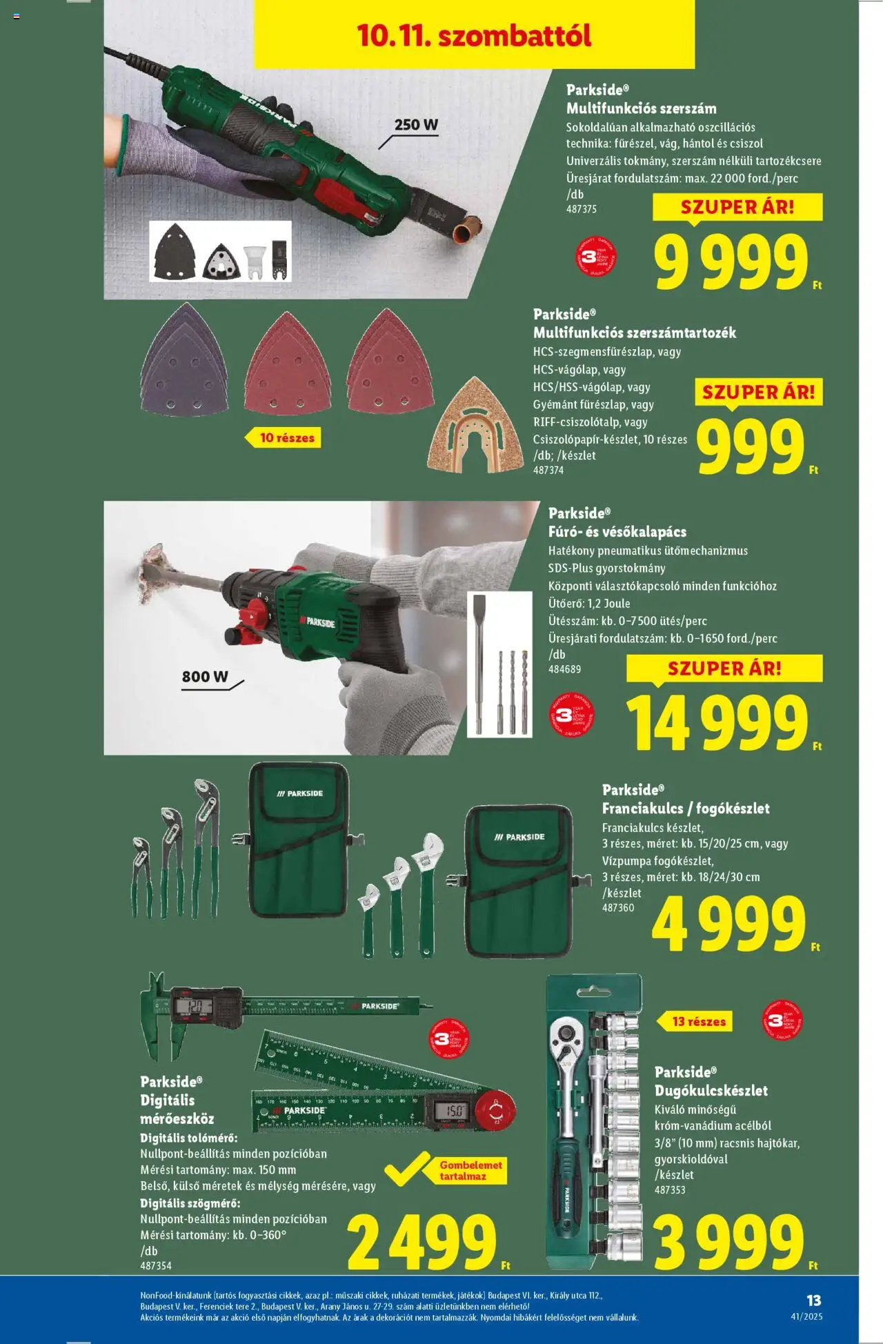 Lidl akciós ujság - amely érvényes a következő dátumtól: 09.10.2025 | Oldal: 13 | Termékek: Parkside, Játékok
