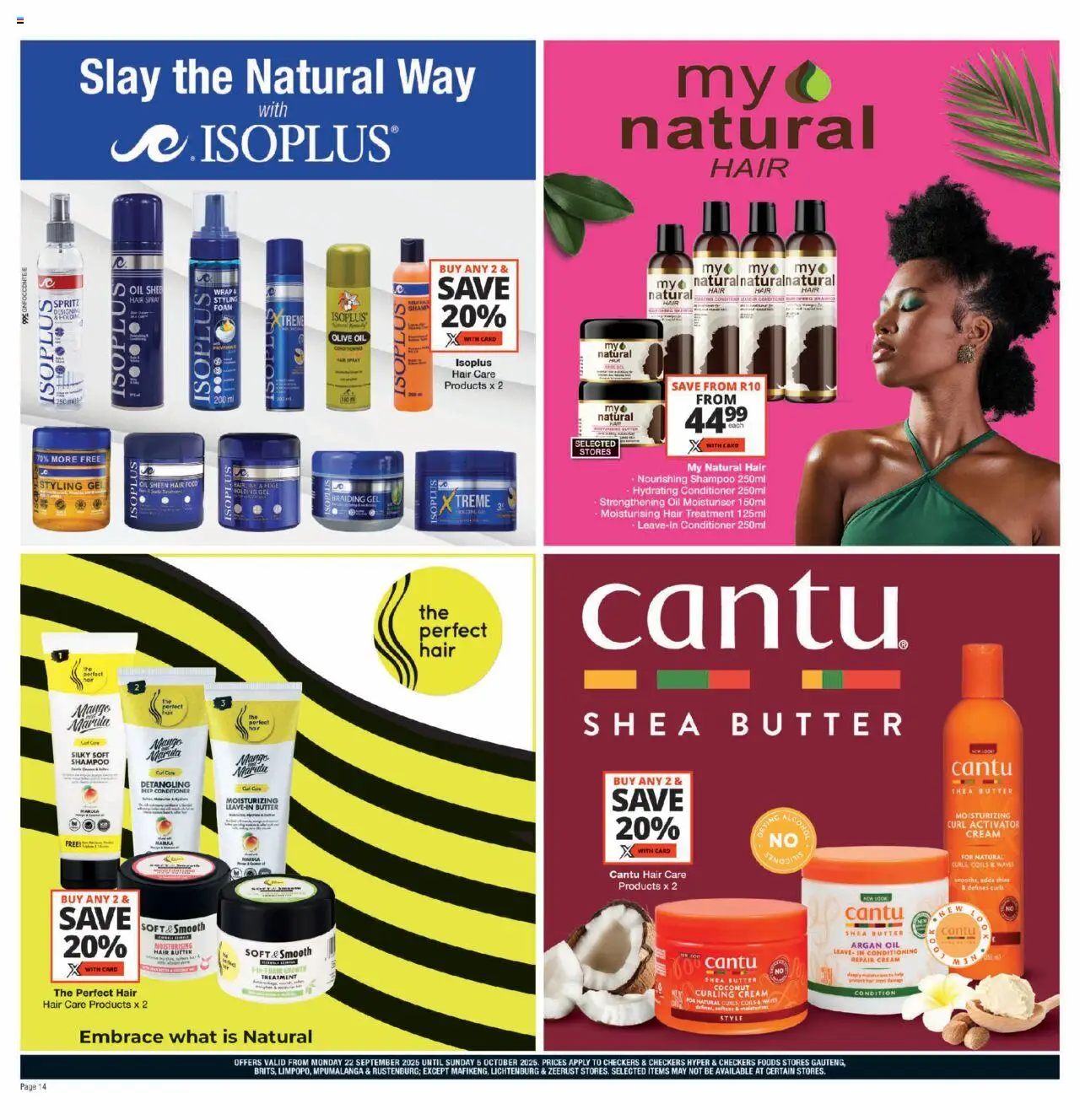 New Checkers catalogue – valid from 22.09.2025 | Page: 14 | Products: Butter, Hair spray, Foam, Mango