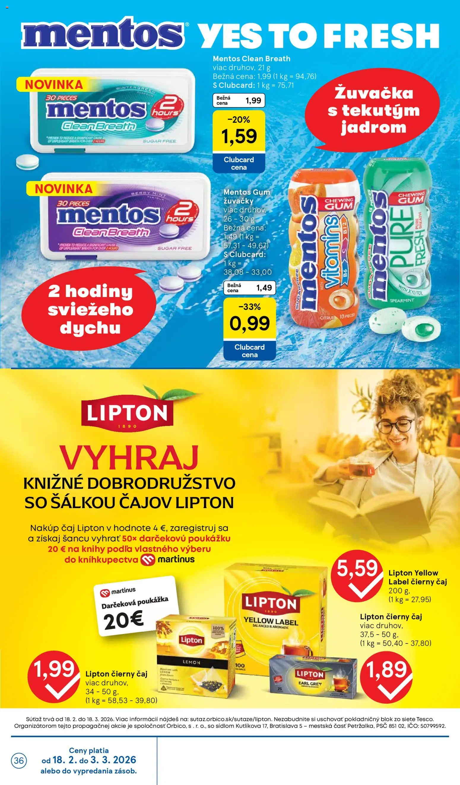 Nové Tesco akcie – leták je platný od 18.02.2026 | Strana: 36 | Produkty: Hodiny, Čaj