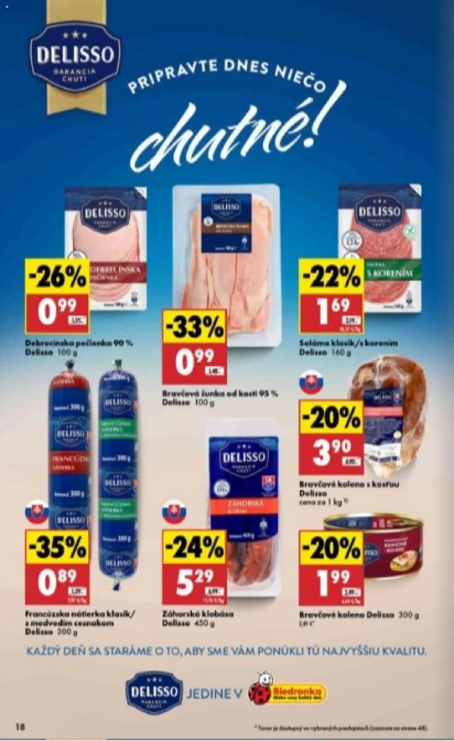 Nové Biedronka akcie – leták je platný od 26.02.2026 | Strana: 18 | Produkty: Saláma, Klobása, Bravčové koleno