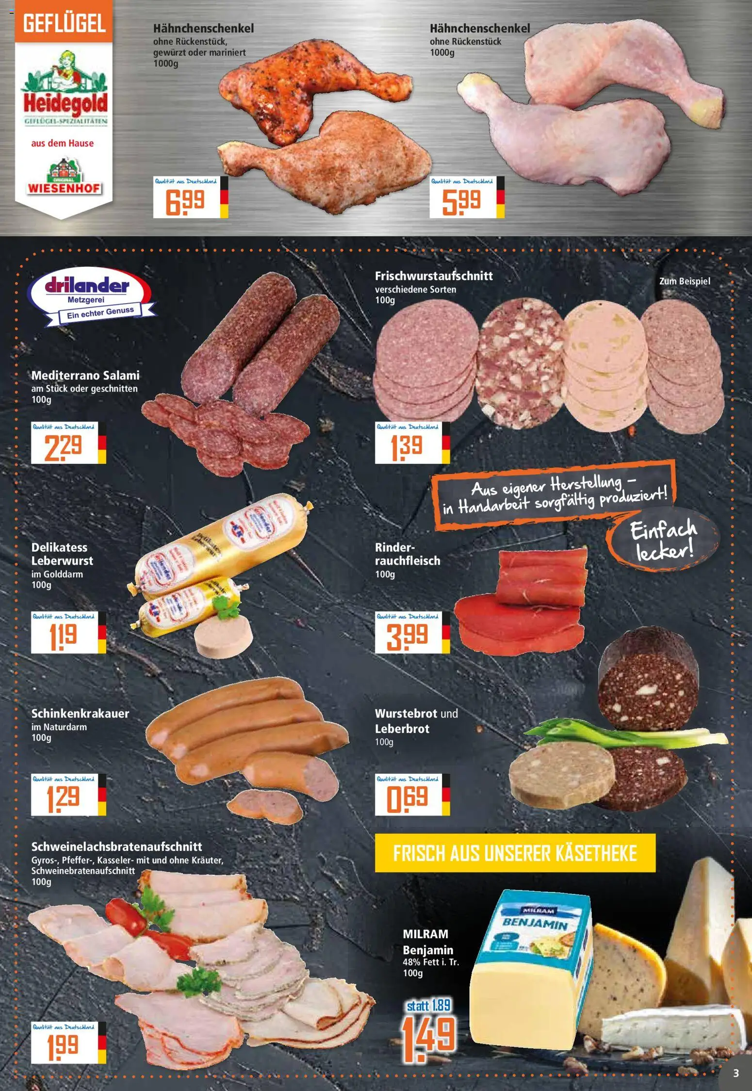 Klaas & Kock Prospekt 	 – gültig ab 02.02.2026 | Seite: 3 | Produkte: Hahnchenschenkel, Milram, Salami