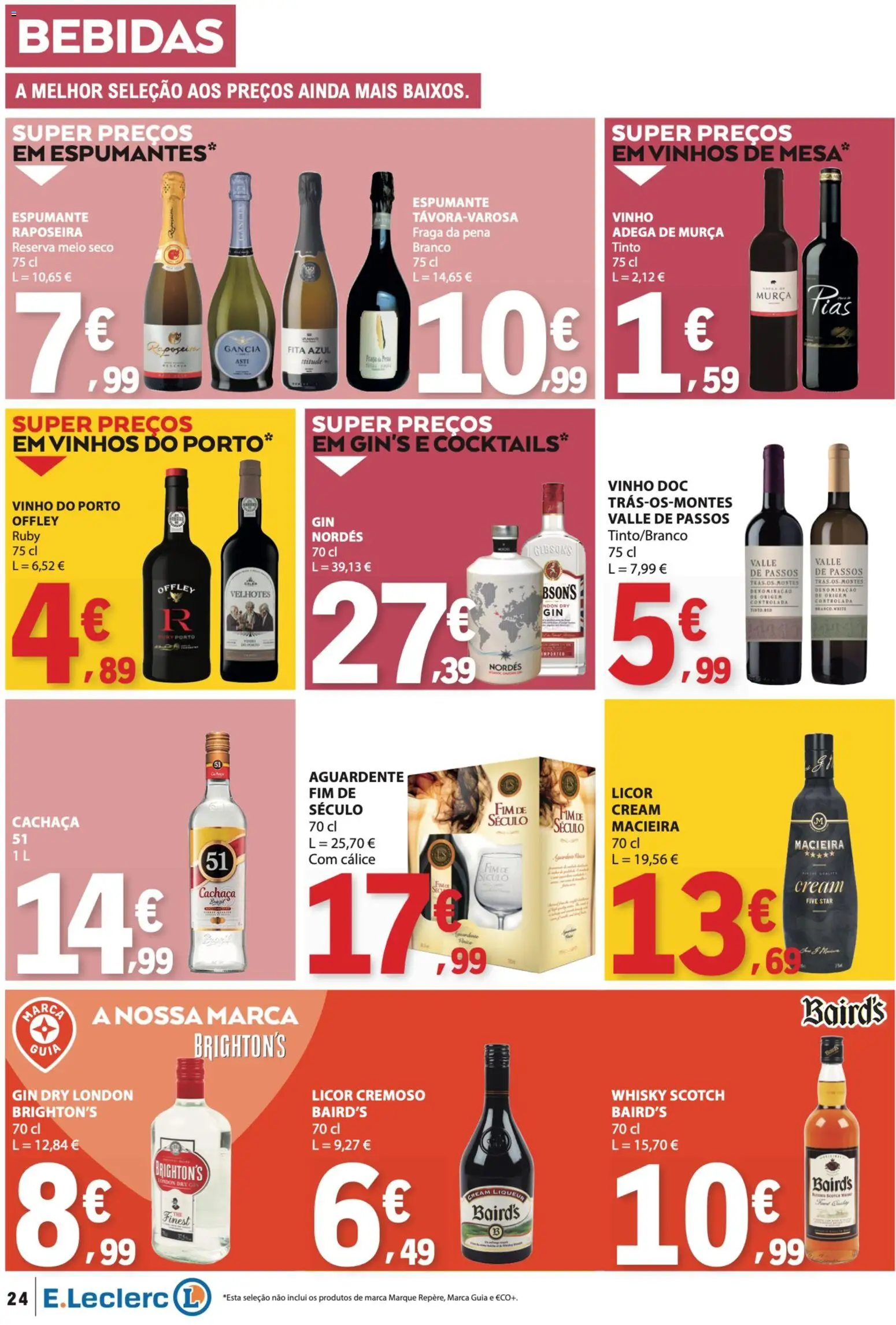 E.Leclerc folheto │ válido de 19.03.2026 | Página: 24 | Produtos: Whisky, Cachaça, Gin, Cocktails