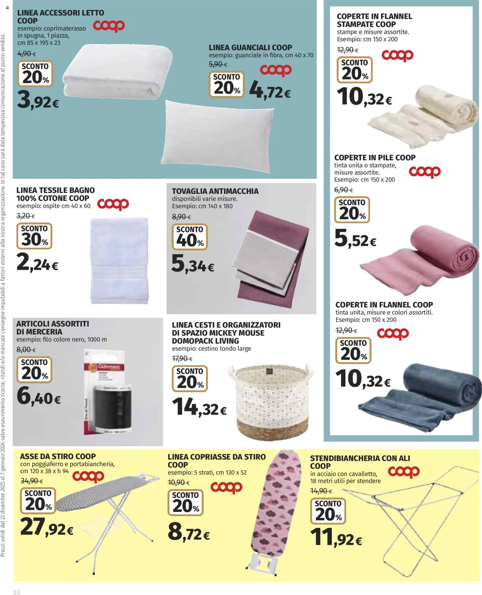 Volantino COOP del 22.12.2025 | Pagina: 30 | Prodotti: Pile, Data, Letto, Coprimaterasso