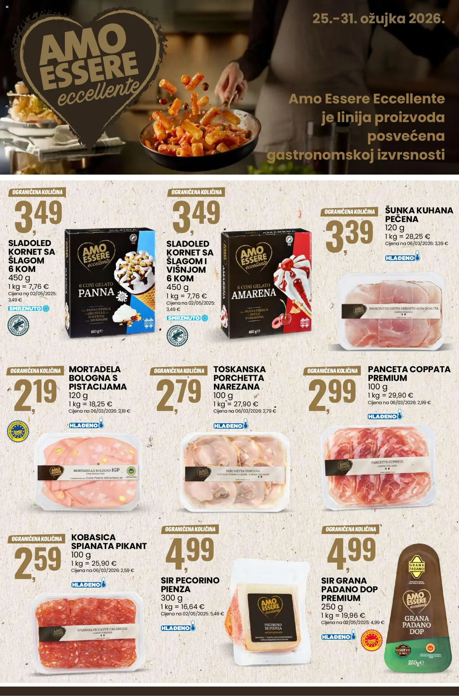 Eurospin katalog | vrijedi od 25.03.2026 | Stranica: 15 | Proizvodi: Sir, Mortadela, Kobasica, Kornet