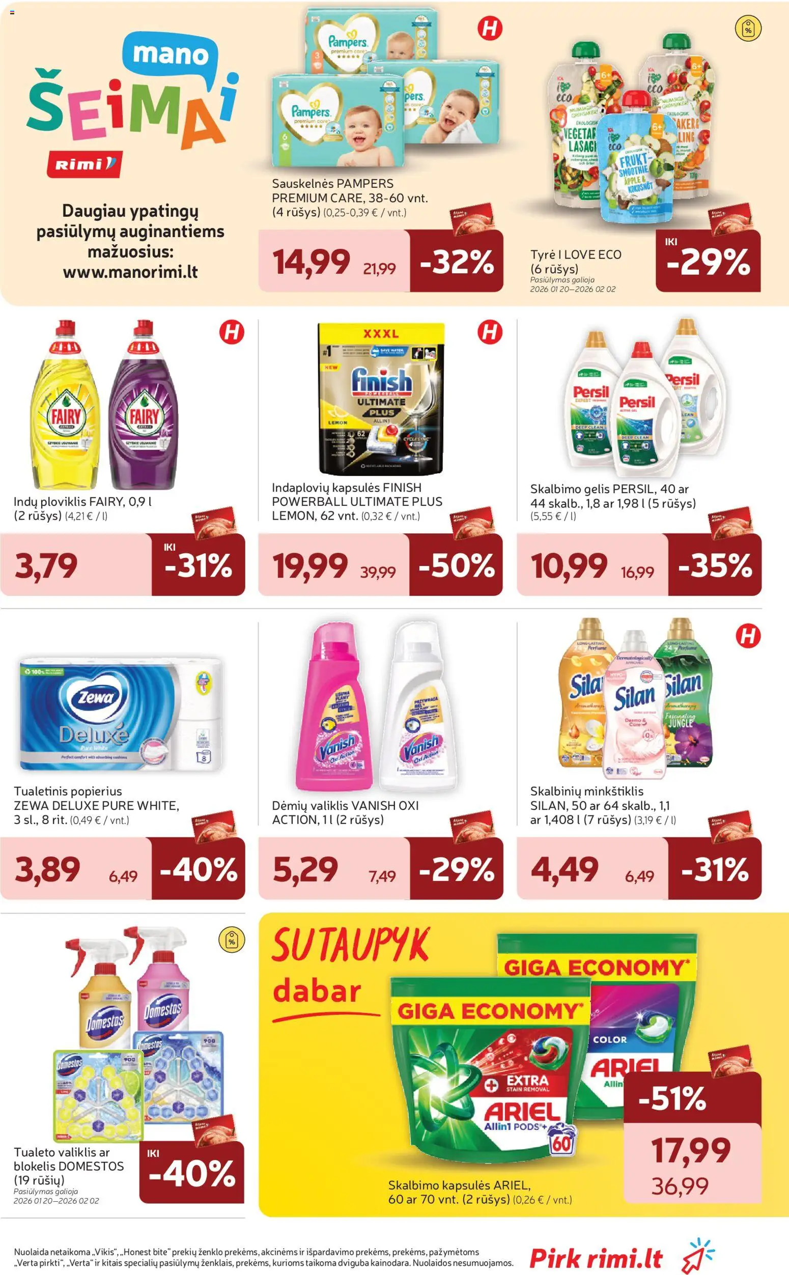 Rimi akcijos nuo 27.01.2026 | Puslapis: 25 | Prekių: Tyrė, Ploviklis, Tualetinis popierius