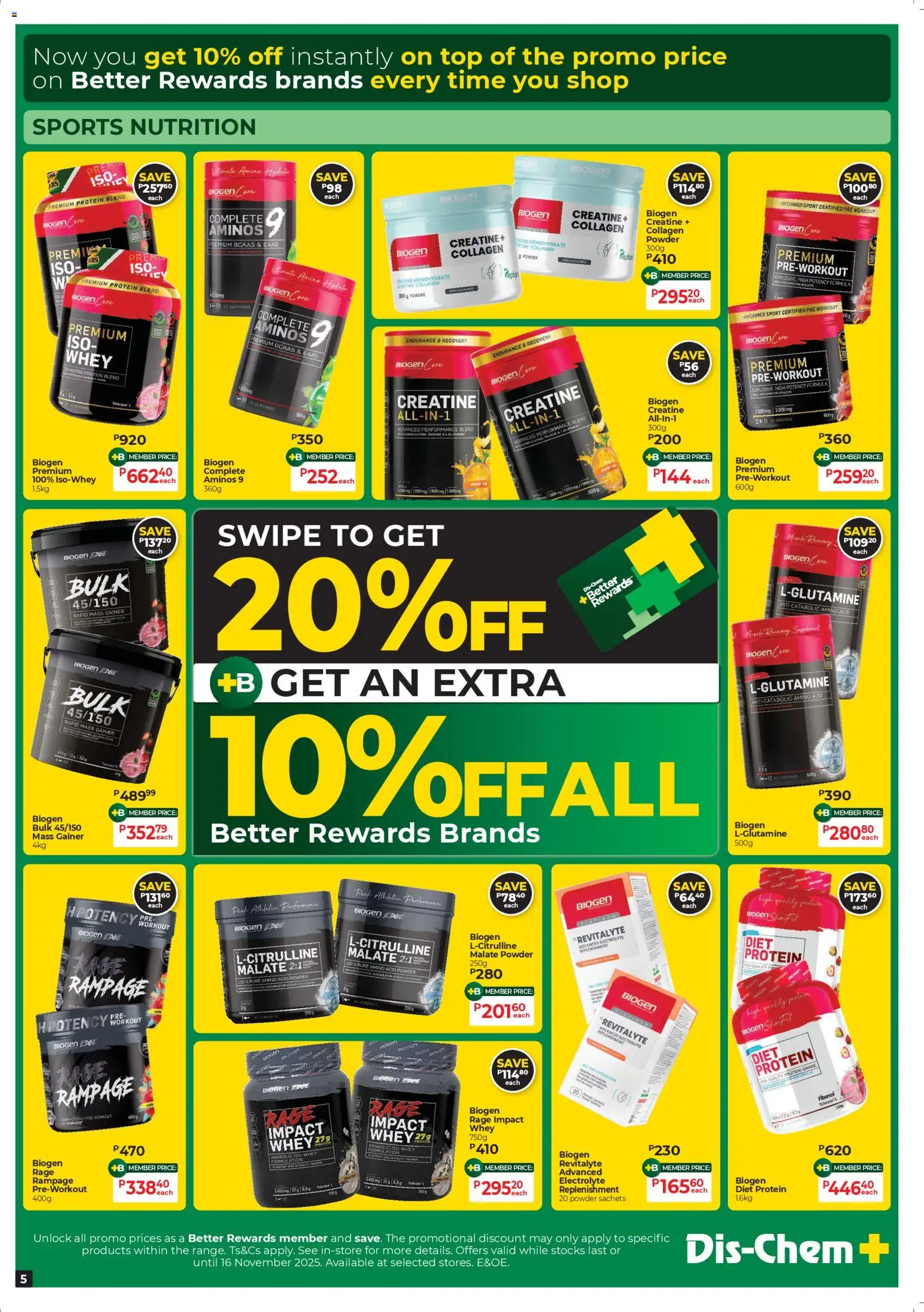 New Dis-Chem catalogue – valid from 21.10.2025 | Page: 5 | Products: Detergente líquido, Powder