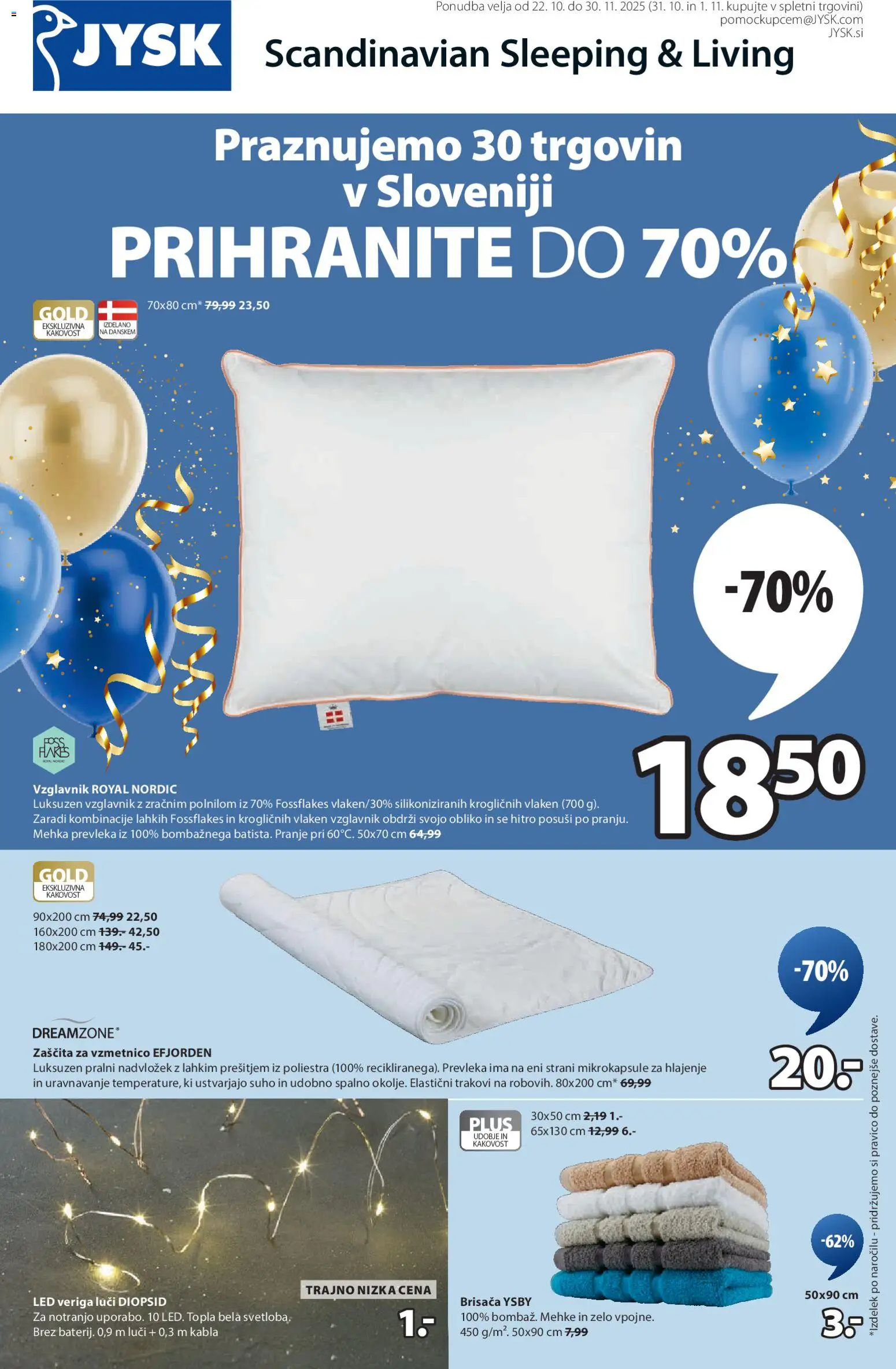 Novi JYSK katalog ponudbe – veljaven od 22.10.2025 | Stran: 1 | Izdelki: Brisača, Vzglavnik, Nadvložek, Prevleka