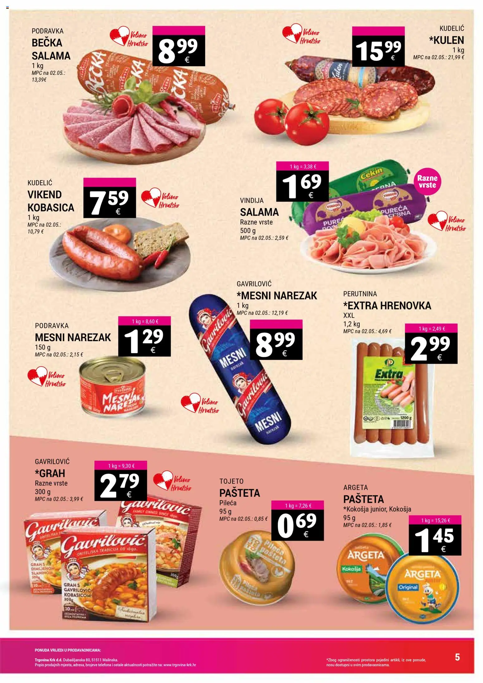 Trgovina Krk katalog | vrijedi od 01.11.2025 | Stranica: 5 | Proizvodi: Vindija, Grah, Salama, Podravka