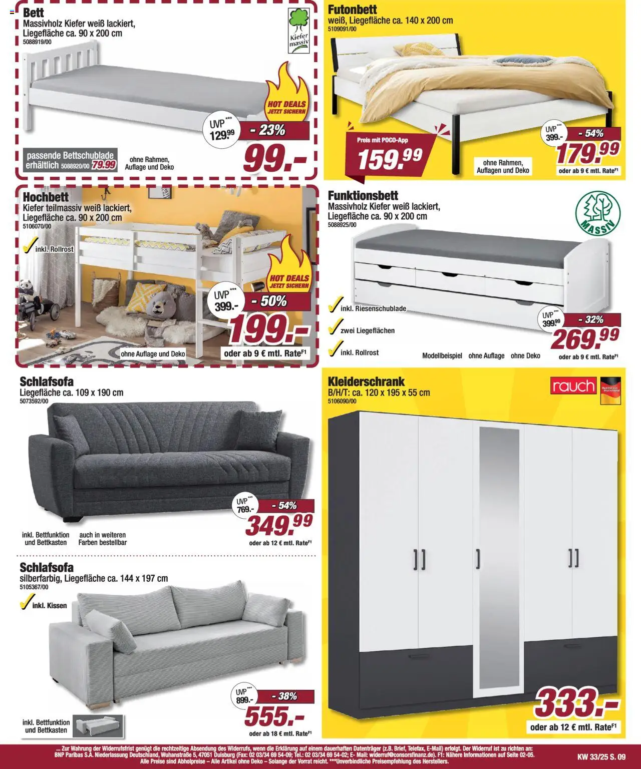 Poco Prospekt 	 - gültig ab dem 09.08.2025 | Seite: 9 | Produkte: Schlafsofa, Bett, Kissen, Kleiderschrank