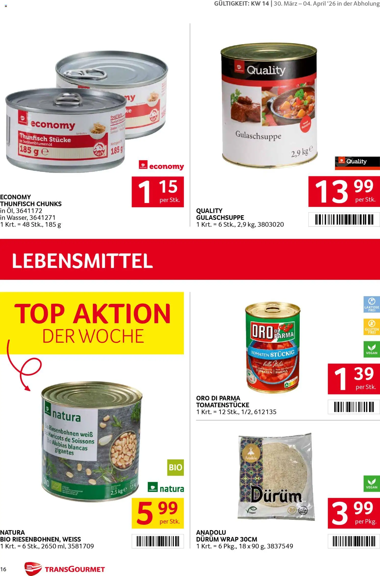 Transgourmet Flugblatt gültig ab 30.03.2026 | Seite: 15 | Produkte: Libacomb, Tomaten