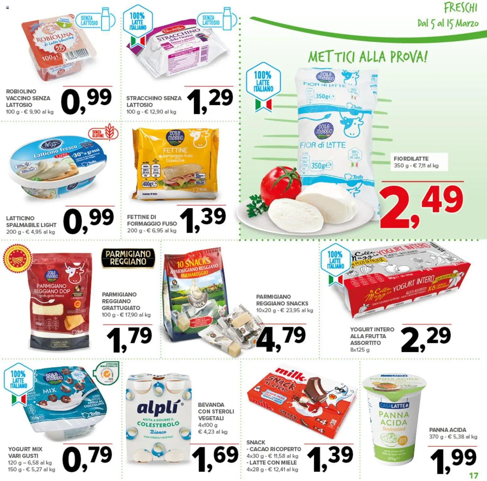Volantino Todis del 05.03.2026 | Pagina: 17 | Prodotti: Panna, Formaggio, Cacao, Miele