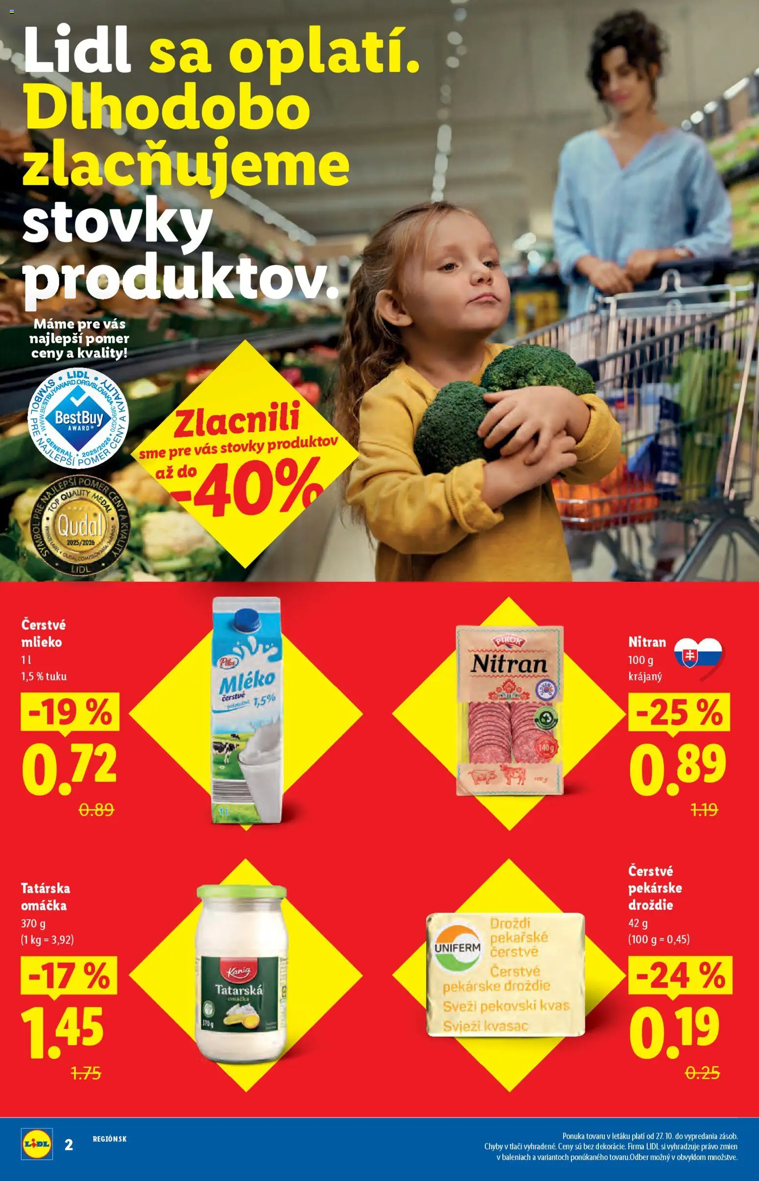 Nové Lidl akcie – leták je platný od 03.11.2025 | Strana: 2 | Produkty: Mlieko, Tatárska omáčka, Omáčka