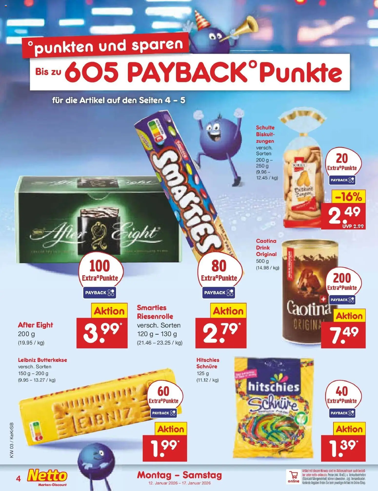 Netto Marken-Discount prospekt Bonn	 – gültig ab 12.01.2026 | Seite: 4 | Produkte: Smarties, Butterkekse