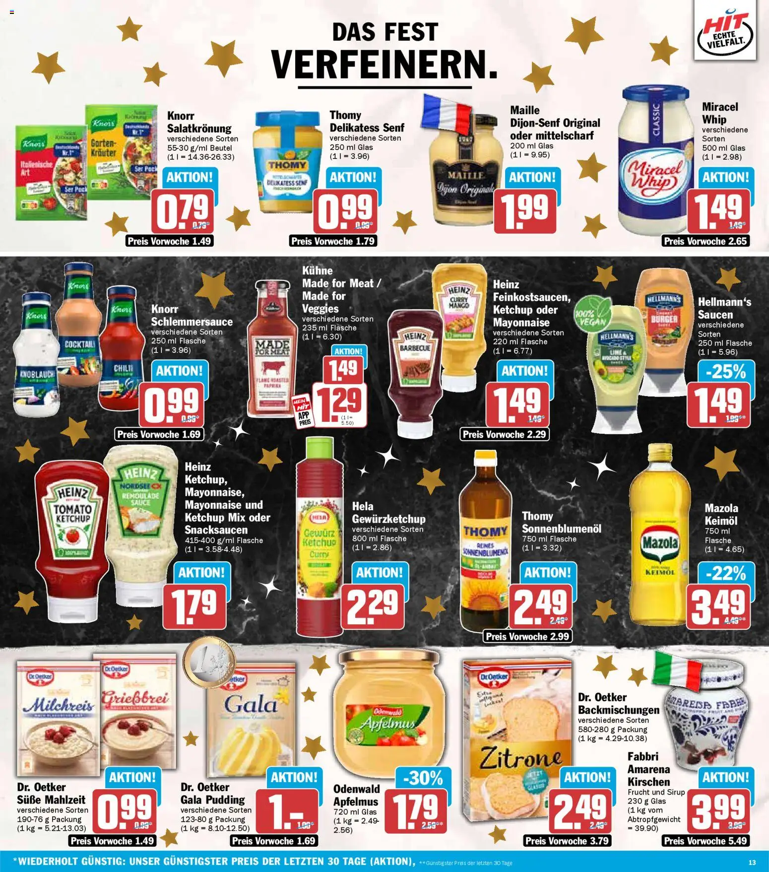 HIT Prospekt Baden-Württemberg – gültig ab 22.12.2025 | Seite: 13 | Produkte: Sonnenblumenol, Miracel whip, Pudding, Kirschen