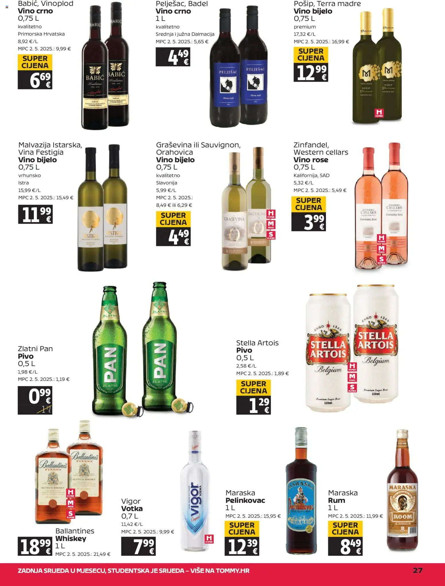 Tommy katalog | vrijedi od 23.10.2025 | Stranica: 27 | Proizvodi: Bijelo vino, Crno vino, Votka, Zlatni Pan