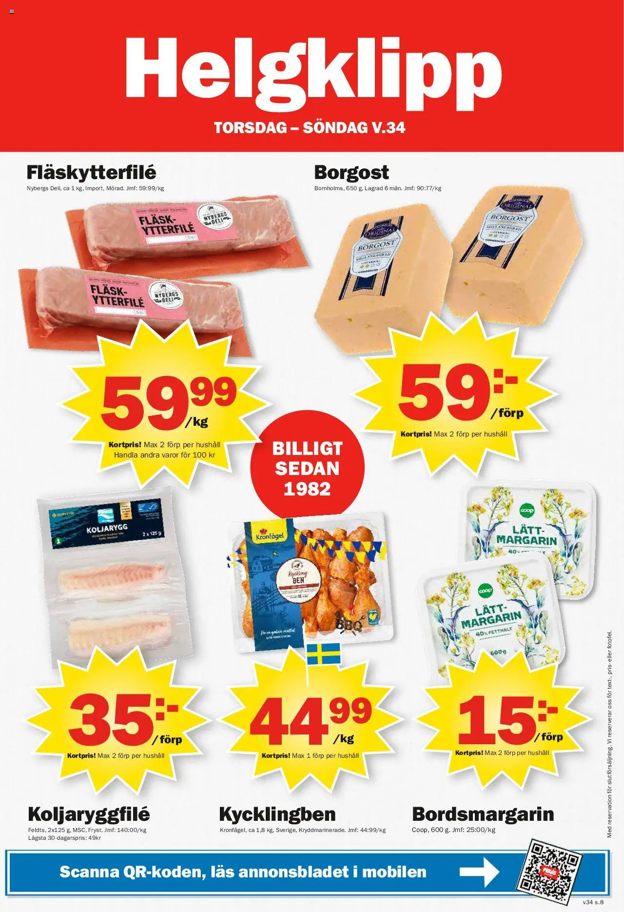 Pekås reklamblad aktuell från 18.08.2025 | Sida: 8 | Produkter: Fläskytterfilé, Margarin, Fläsk