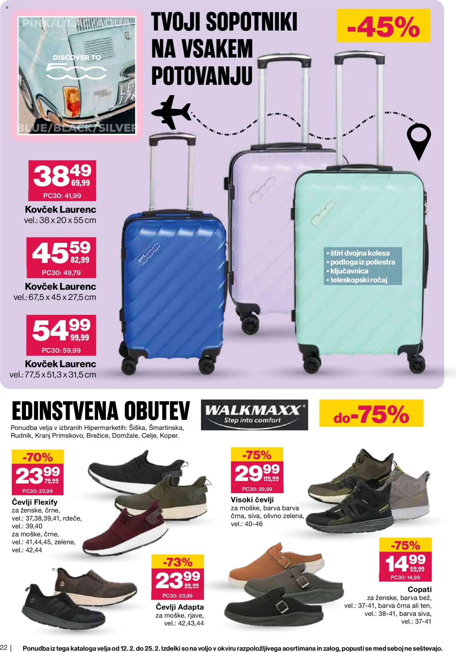 Novi Mercator katalog ponudbe – veljaven od 11.03.2026 | Stran: 22 | Izdelki: Podloga, Barva, Copati, Kovcek