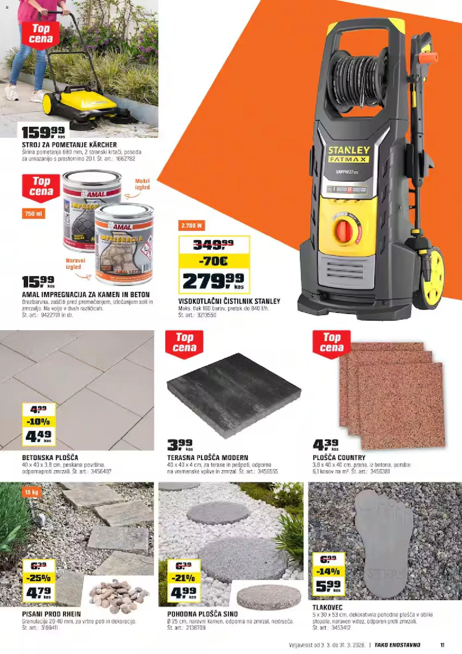 Novi OBI katalog ponudbe – veljaven od 03.03.2026 | Stran: 11 | Izdelki: Beton, Tlakovec, Visokotlačni čistilnik